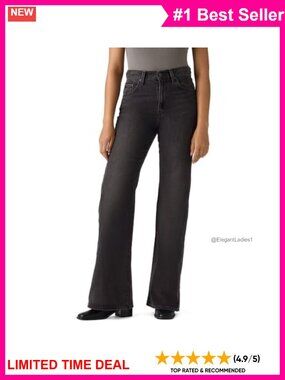 High Rise Flare Jeans Non-Stretch Denim Relaxed Fit 32 Inseam